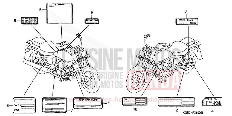 ETIQUETTE DE PRECAUTIONS de Shadow VT125C CANDY GLORY RED-U (R101) de 2000